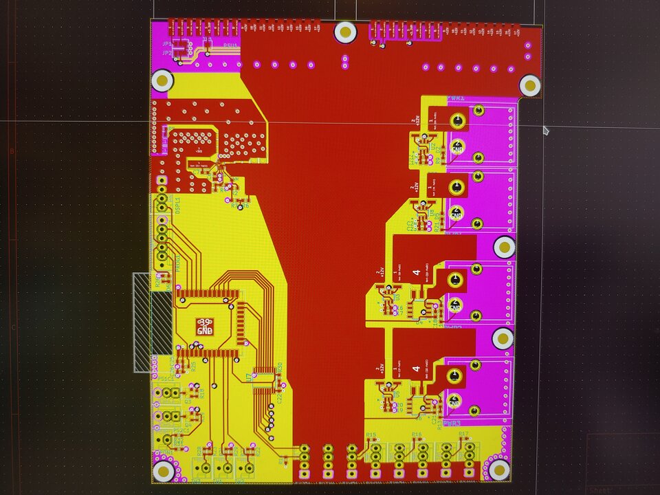 A PCB design view in KiCAD
